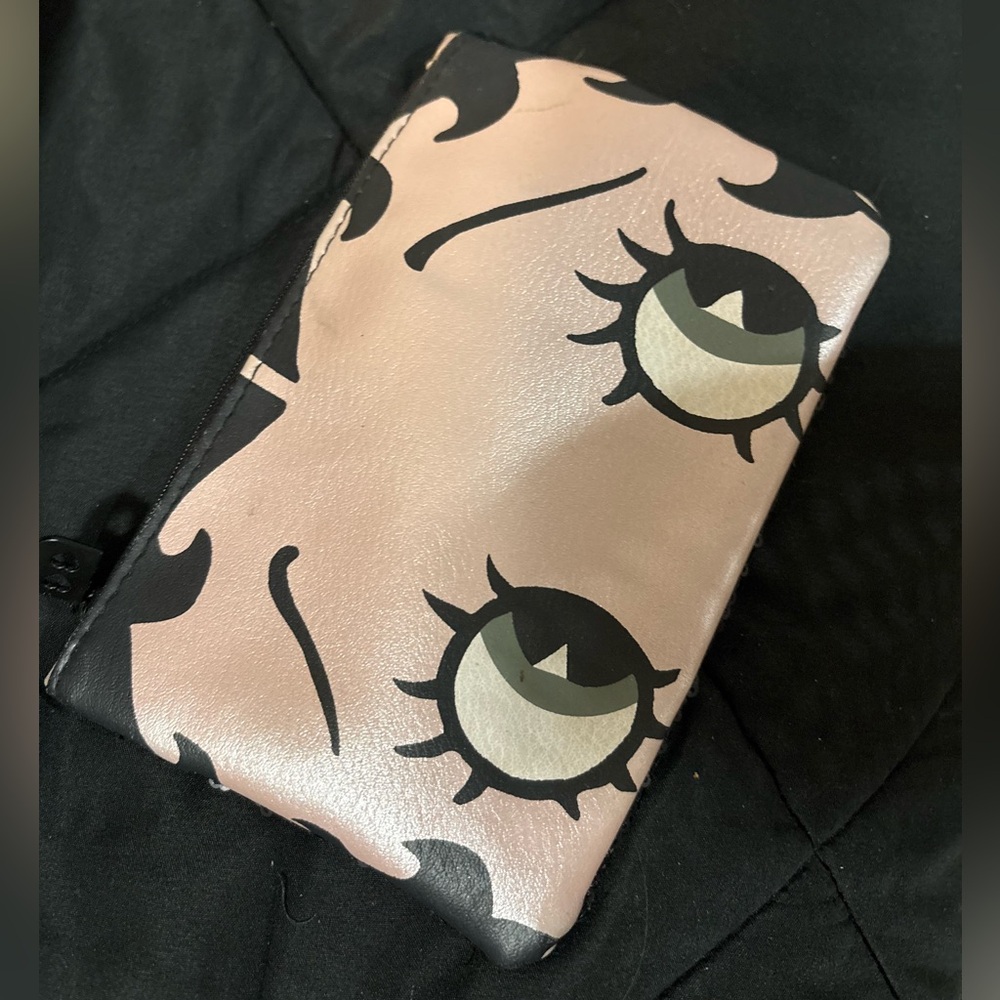 Black sequin Betty Boop Cartoon Eye Make Up Bag